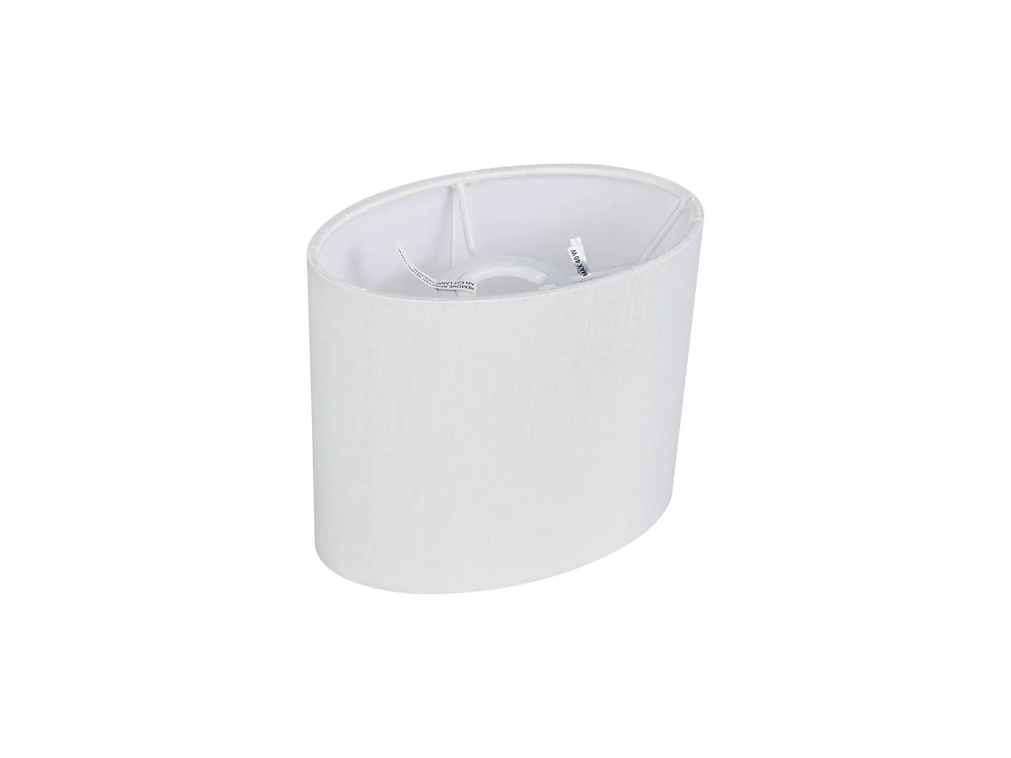 D0734  Serena Oval Faux Silk Fabric Shade White